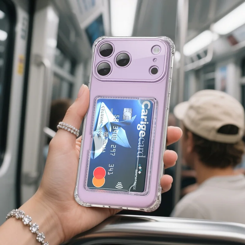 Achat en gros pour coque iPhone 17 Pro Max avec porte-cartes, découpes précises, antichoc, transparente en TPU - Transparent