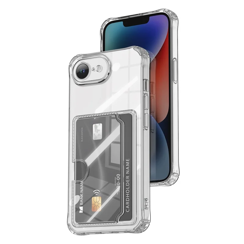 Achat en gros pour coque iPhone 16e avec porte-cartes à chargement latéral, coque arrière transparente en TPU résistante aux chocs avec découpes précises - Transparent