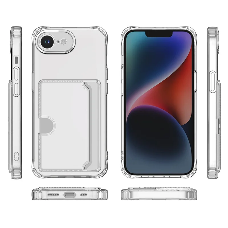 Achat en gros pour coque iPhone 16e avec porte-cartes à chargement latéral, coque arrière transparente en TPU résistante aux chocs avec découpes précises - Transparent