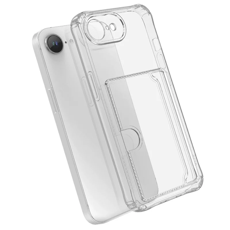 Achat en gros pour coque iPhone 16e avec porte-cartes à chargement latéral, coque arrière transparente en TPU résistante aux chocs avec découpes précises - Transparent