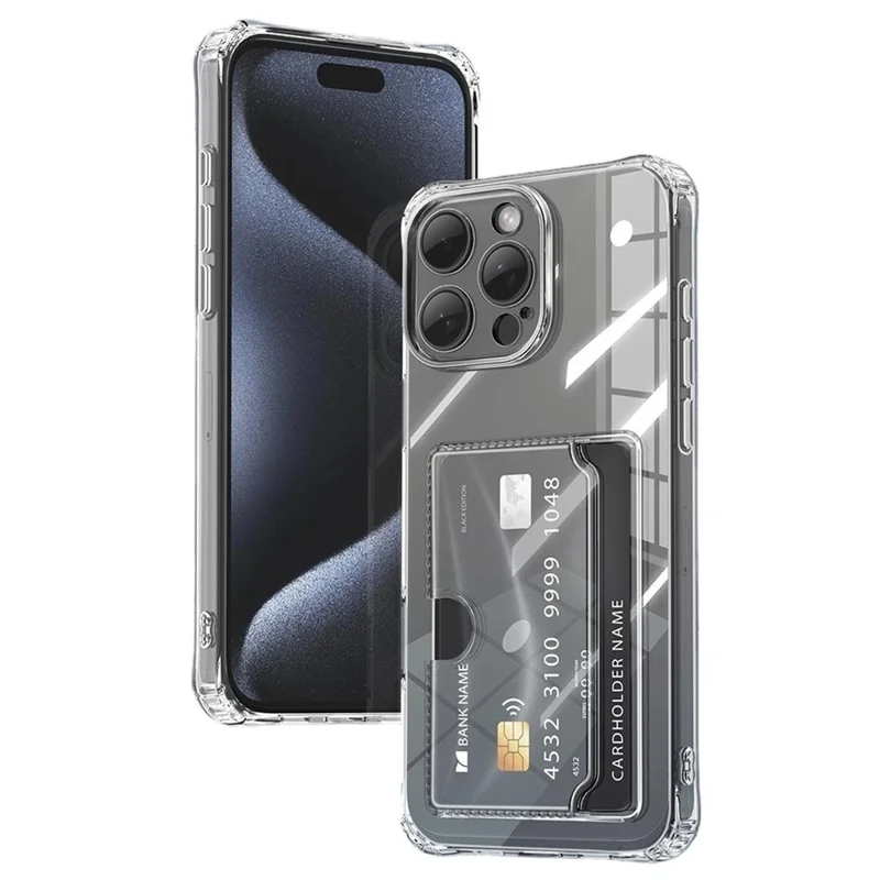 Achat en vrac pour coque iPhone 16 Pro Max avec porte-cartes, découpes précises, antichoc, transparente en TPU - Transparent