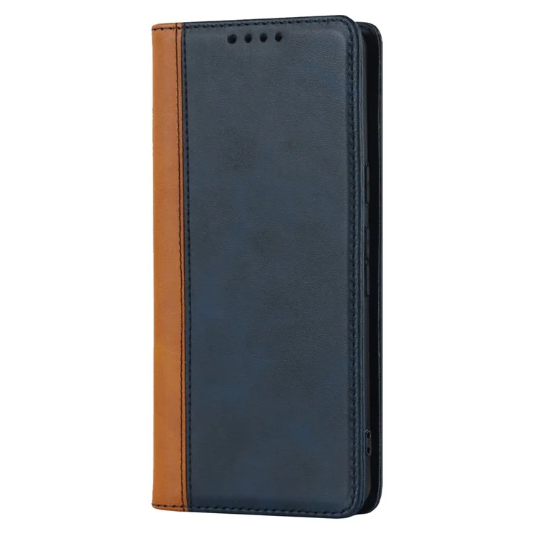 Para Google Pixel 7 5G Texture PU PU Case de Cuero de Cuero Stand Magnetic Automagsorbed By-color Flip Folio Folio Phone Cover - Azul / Amarillo