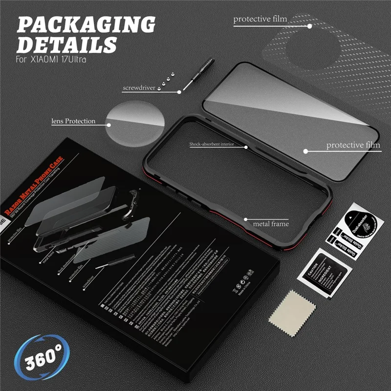 LUPHIE For Xiaomi 17 Ultra 5G Case Metal Bumper Frame Shockproof Phone Cover - Black  /  Red