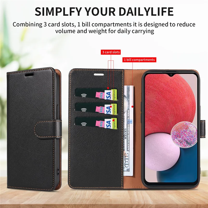 Cover per Samsung Galaxy A57 5G con Chiusura Magnetica, Portafoglio in Pelle con Blocco RFID - Nero