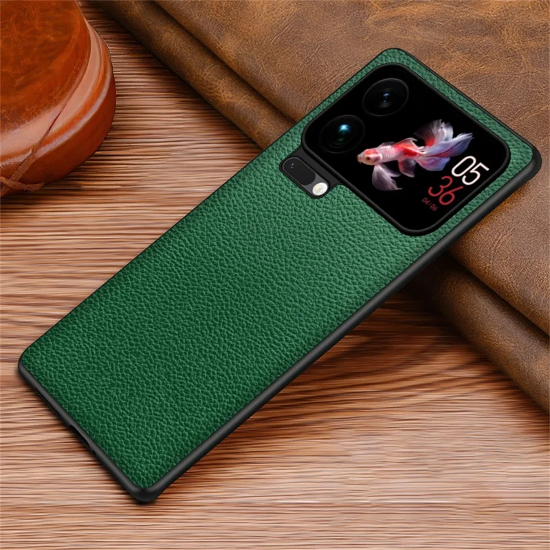 For Xiaomi 17 Pro Max Case Litchi Texture PU Leather Coated PC + TPU Protective Phone Back Cover - Green