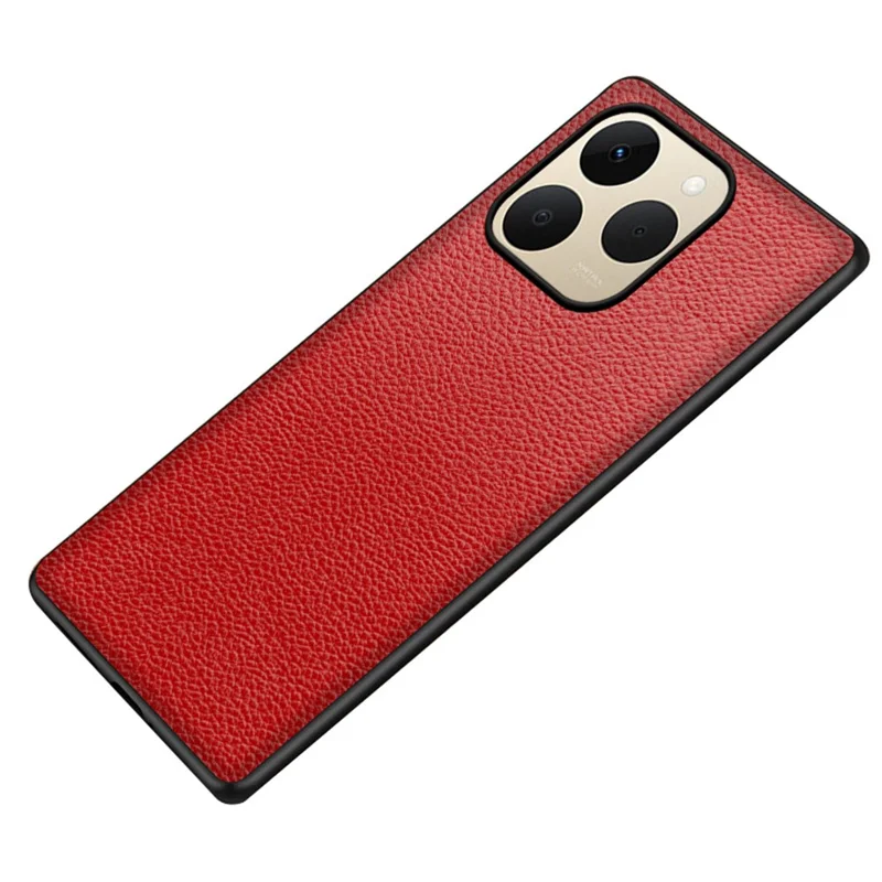 For Realme 15T 5G Case Litchi Texture PU Leather Coated PC + TPU Protective Phone Back Cover - Red