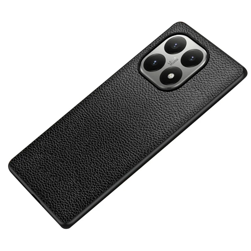 For Xiaomi 15T Case Litchi Texture PU Leather Coated PC + TPU Protective Phone Back Cover - Black