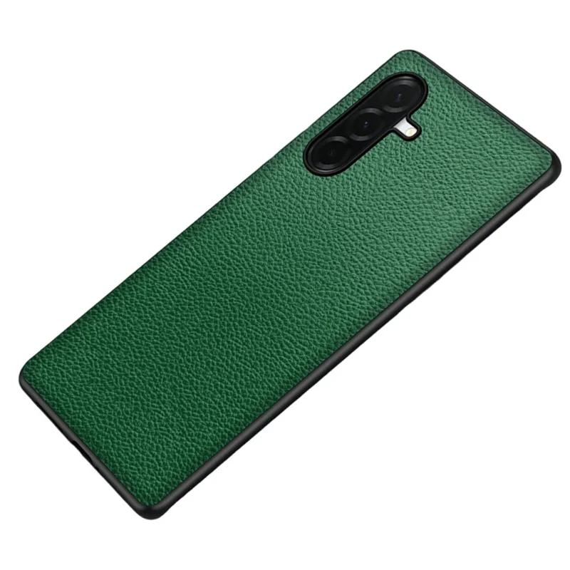 For Samsung Galaxy S24 Case Litchi Texture PU Leather Coated PC + TPU Protective Phone Back Cover - Green