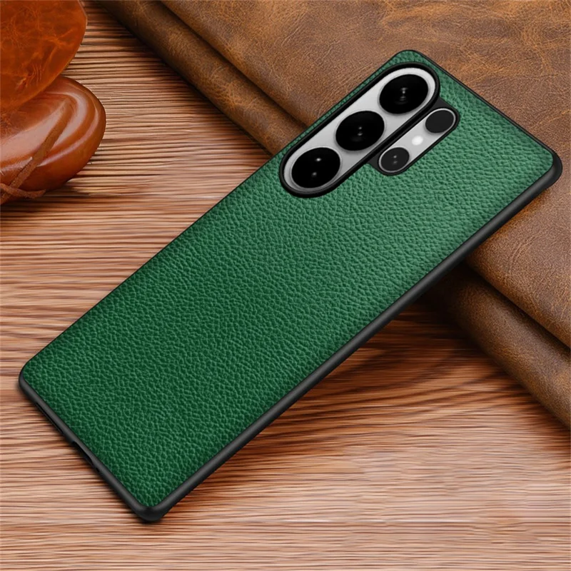 For Samsung Galaxy S24 Ultra Case Litchi Texture PU Leather Coated PC + TPU Protective Phone Back Cover - Green