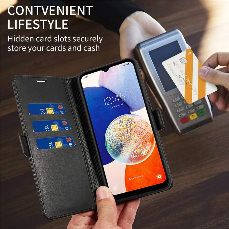 For Samsung Galaxy A37 5G Case Side Magnetic Clasp RFID Blocking Leather Phone Wallet Cover - Sort