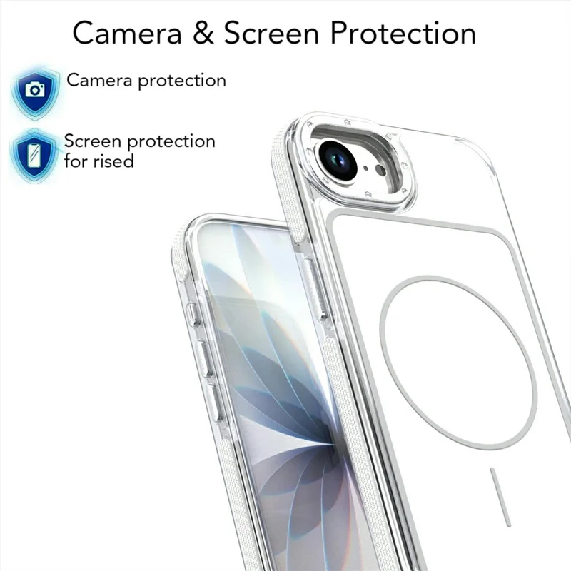 Capa Magnética para iPhone 16e, Capa Dupla Cor Resistente a Choques em TPU e PC, Compatível com MagSafe - Branco