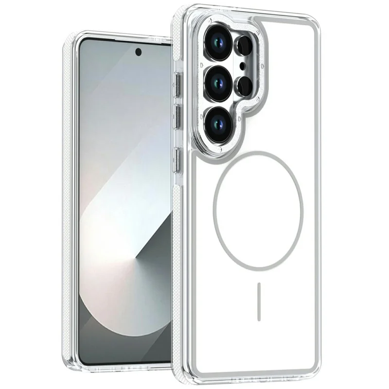 Cover magnetico per Samsung Galaxy S24 Ultra, custodia antiurto bicolore in TPU e PC - Bianco