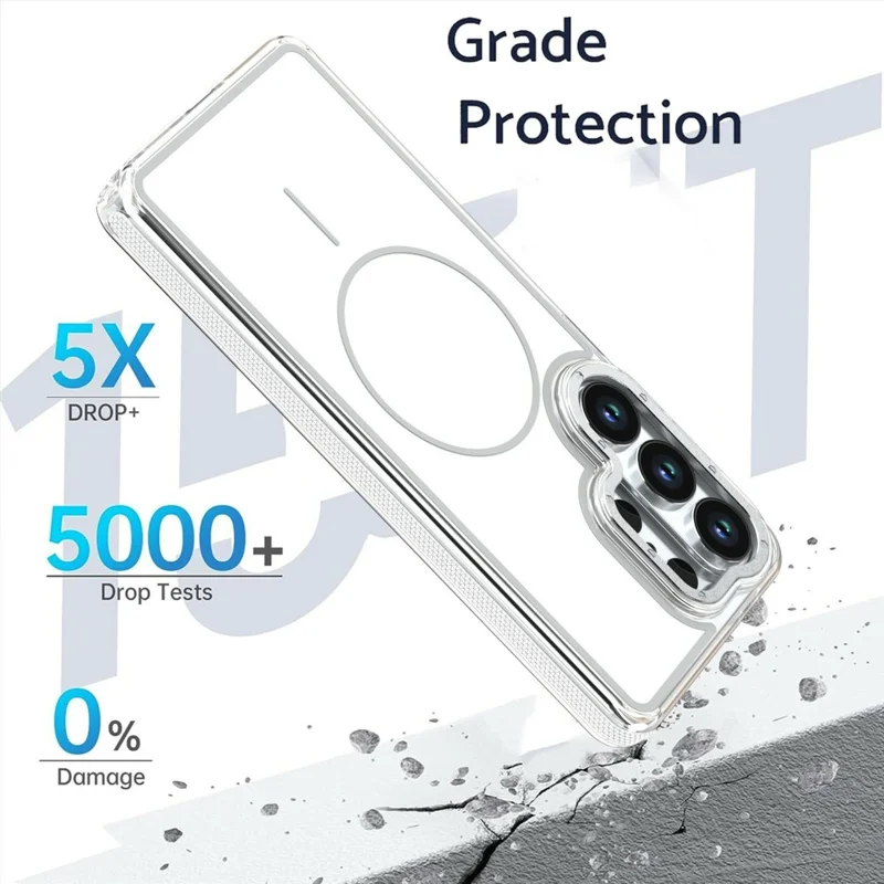 Cover magnetico per Samsung Galaxy S24 Ultra, custodia antiurto bicolore in TPU e PC - Bianco
