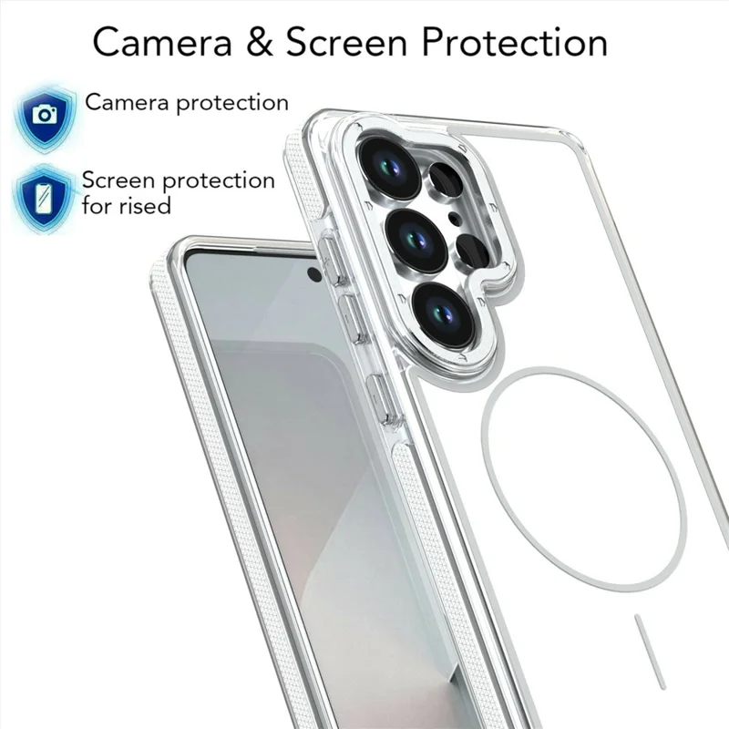Cover magnetico per Samsung Galaxy S24 Ultra, custodia antiurto bicolore in TPU e PC - Bianco