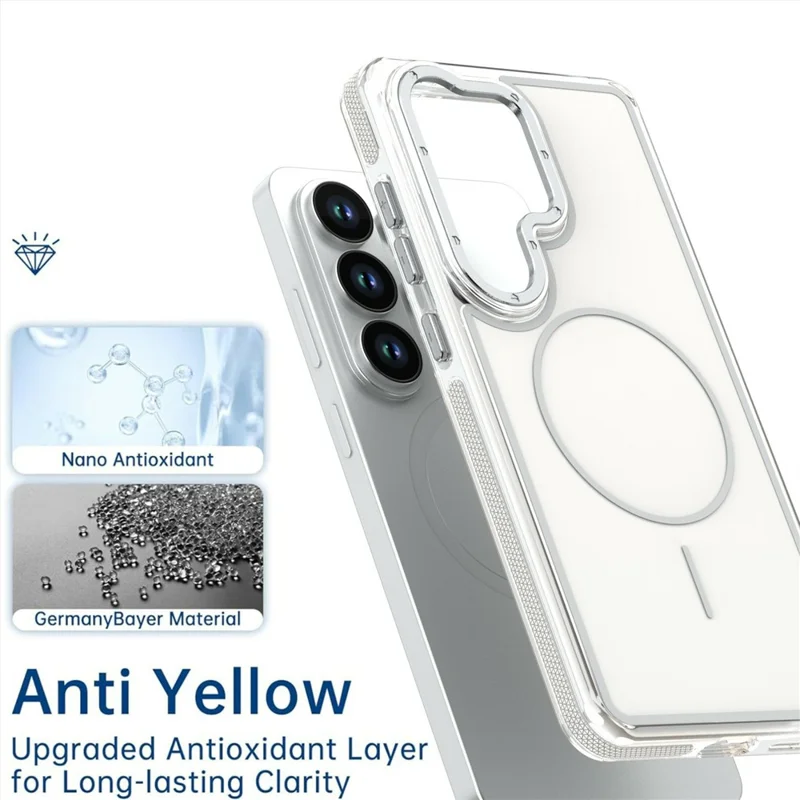 Cover magnetico per Samsung Galaxy S24 Ultra, custodia antiurto bicolore in TPU e PC - Bianco
