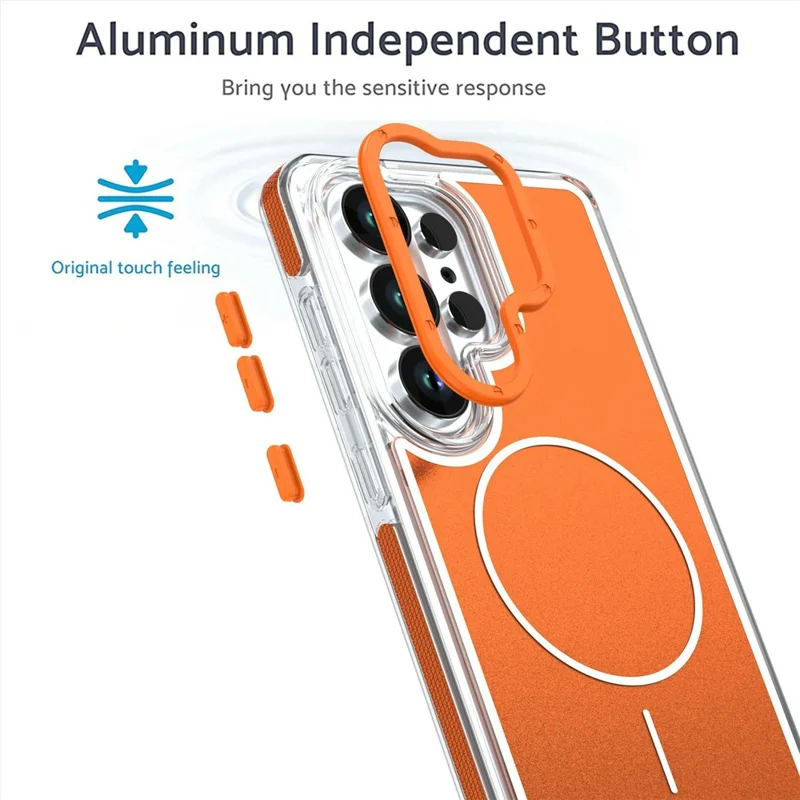 For Samsung Galaxy S24 Ultra Magnetic Case Dual Color Shockproof TPU PC Phone Cover - Orange