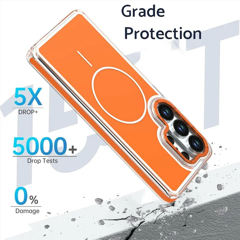 For Samsung Galaxy S24 Ultra Magnetic Case Dual Color Shockproof TPU PC Phone Cover - Orange