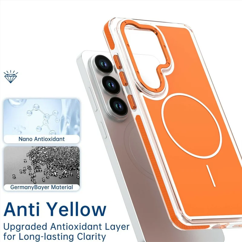 For Samsung Galaxy S24 Ultra Magnetic Case Dual Color Shockproof TPU PC Phone Cover - Orange