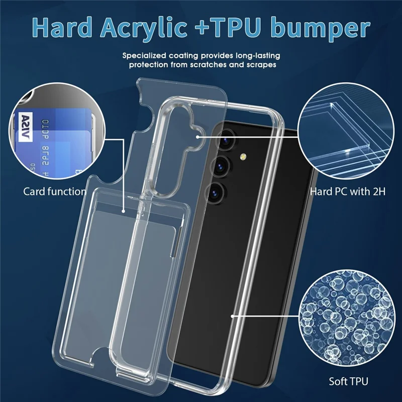 Per 	Samsung Galaxy S26+ Custodia in TPU + PC + Acrilico con Portatessere - Trasparente