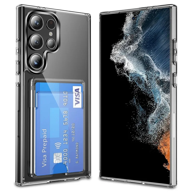 Für Samsung Galaxy S26 Ultra Hülle TPU + PC + Acryl Handy-Schutzhülle mit Kartenfach - Transparent