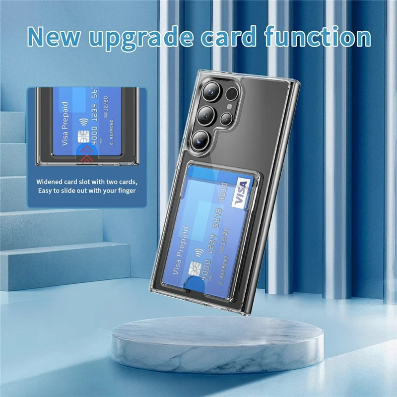 Für Samsung Galaxy S26 Ultra Hülle TPU + PC + Acryl Handy-Schutzhülle mit Kartenfach - Transparent