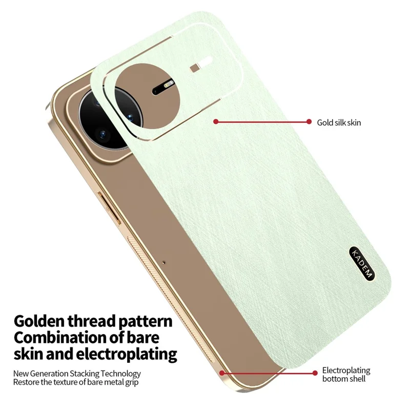 KADEM For Huawei nova 15 Pro 5G Case Electroplating Silk Texture PU + TPU Phone Back Cover - Green