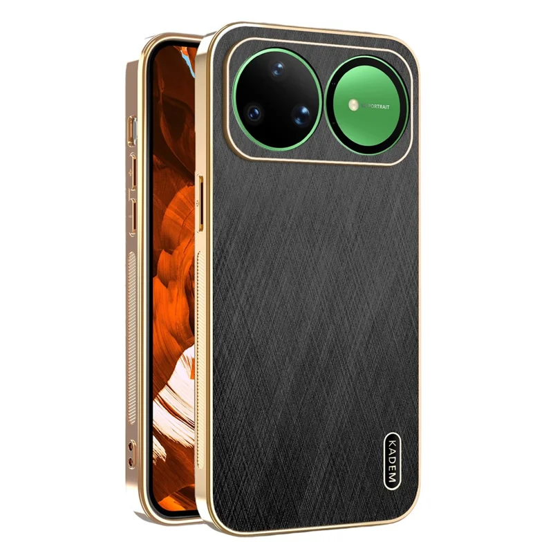 KADEM For Huawei nova 15 Ultra 5G Case Electroplating Silk Texture PU + TPU Phone Back Cover - Black