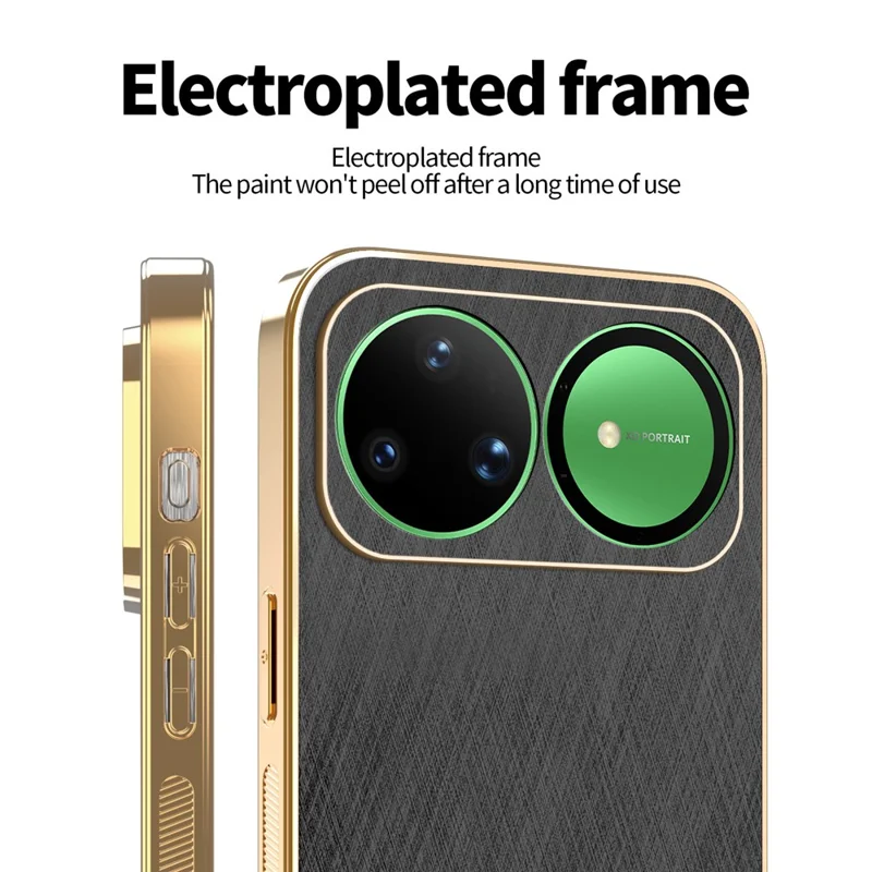 KADEM For Huawei nova 15 Ultra 5G Case Electroplating Silk Texture PU + TPU Phone Back Cover - Black