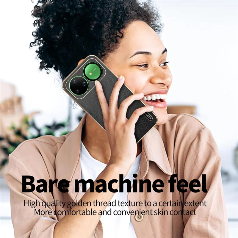 KADEM For Huawei nova 15 Ultra 5G Case Electroplating Silk Texture PU + TPU Phone Back Cover - Black