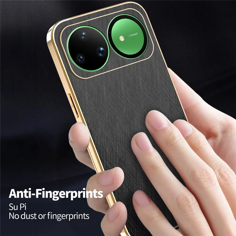 KADEM For Huawei nova 15 Ultra 5G Case Electroplating Silk Texture PU + TPU Phone Back Cover - Black