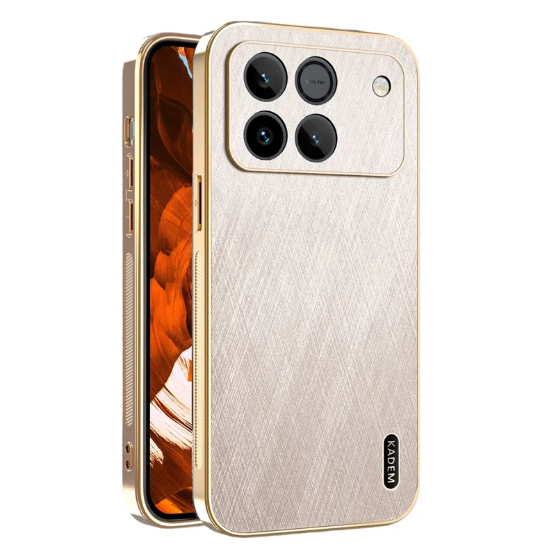 KADEM Phone Case For Honor Win 5G  /  Win RT 5G Electroplating Silk Texture PU + TPU Phone Back Cover - Gold