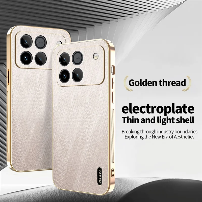 KADEM Phone Case For Honor Win 5G  /  Win RT 5G Electroplating Silk Texture PU + TPU Phone Back Cover - Gold