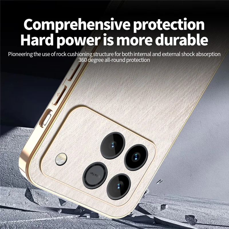 KADEM Phone Case For Honor Win 5G  /  Win RT 5G Electroplating Silk Texture PU + TPU Phone Back Cover - Gold