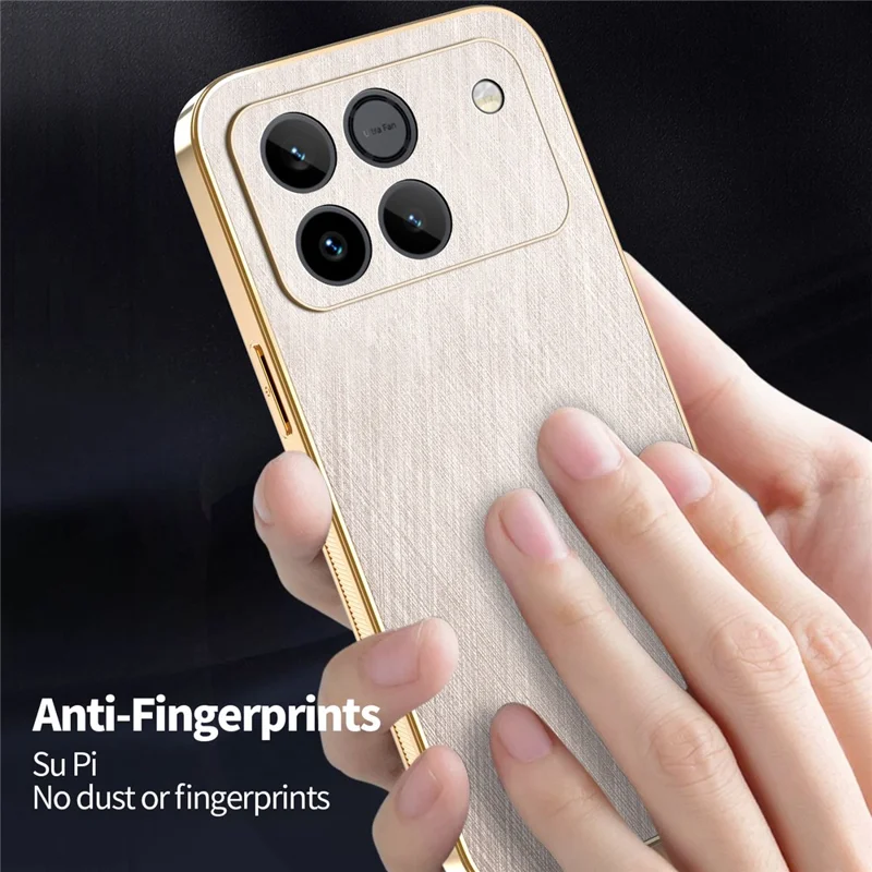 KADEM Phone Case For Honor Win 5G  /  Win RT 5G Electroplating Silk Texture PU + TPU Phone Back Cover - Gold