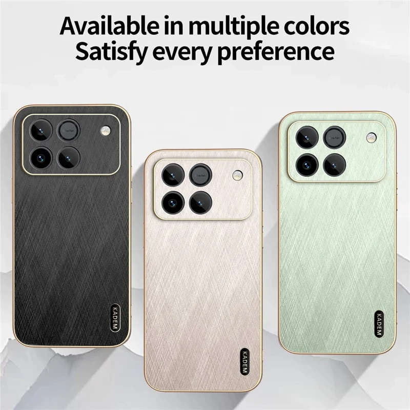 KADEM Phone Case For Honor Win 5G  /  Win RT 5G Electroplating Silk Texture PU + TPU Phone Back Cover - Gold