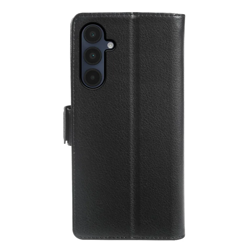 For Samsung Galaxy A16 5G  /  A16 4G Wallet Case with Dual Magnetic Clasp Litchi Textured Leather Flip Stand Phone Cover - Black