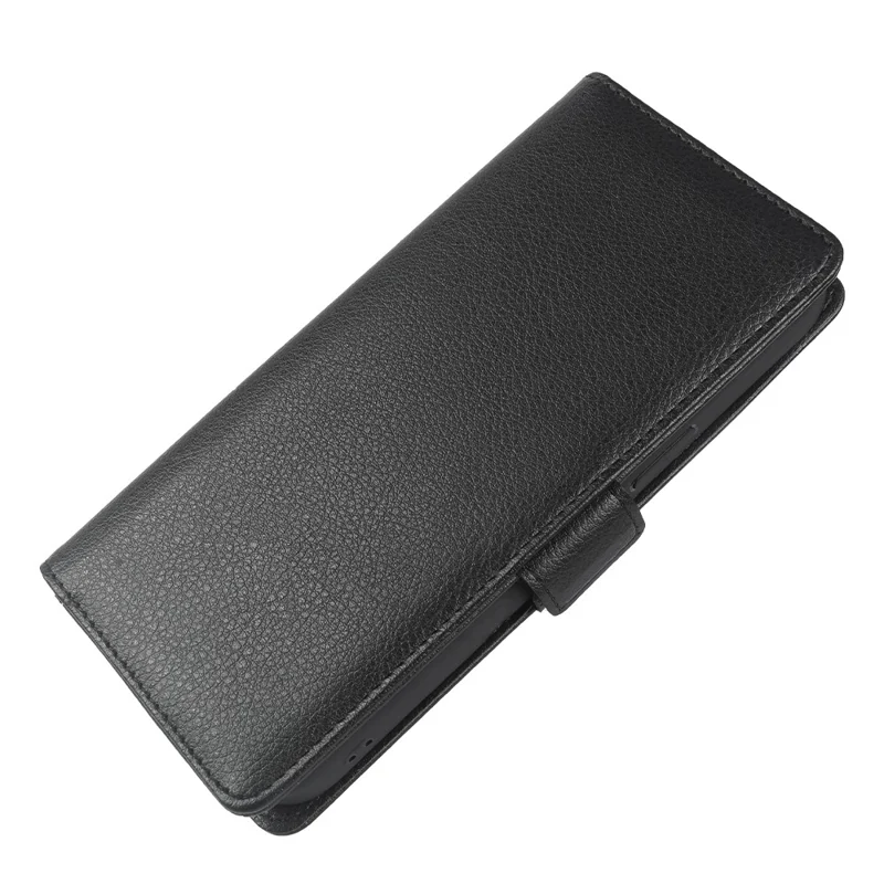 For Samsung Galaxy A34 5G Wallet Case with Dual Magnetic Clasp Litchi Textured Leather Flip Stand Phone Cover - Black
