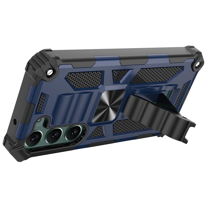 Pour Samsung Galaxy S23 Anti-scratch Phone Case Kickstand Soft Tpu + Hard PC Military Shockproof Phone Téléphone - Bleu