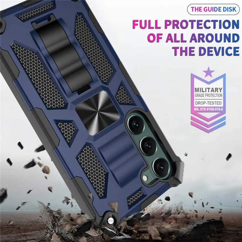 Pour Samsung Galaxy S23 Anti-scratch Phone Case Kickstand Soft Tpu + Hard PC Military Shockproof Phone Téléphone - Bleu