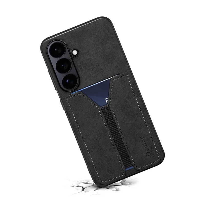 DENIOR Custodia per Samsung Galaxy S26 / S26 Pro Supporto Elastico per Carte Rivestimento in Pelle PU + TPU + PC - Nero