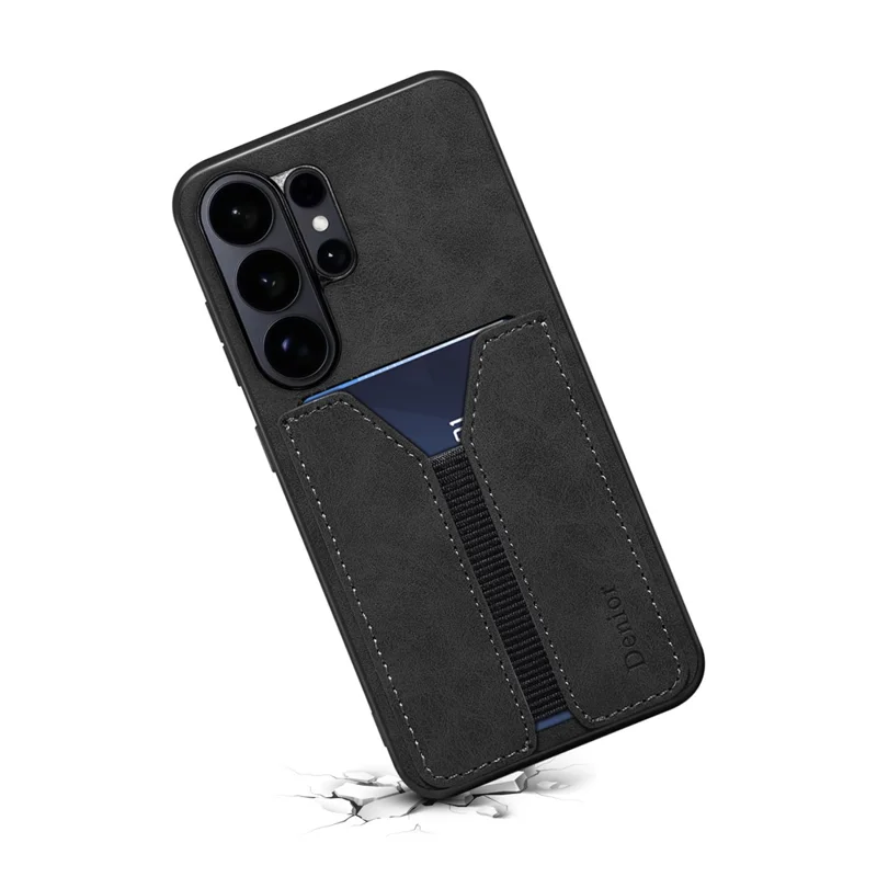 DENIOR Custodia per Samsung Galaxy S26 Ultra Supporto per Carte Elastico in Pelle PU + TPU + Cover per Telefono PC - Nero