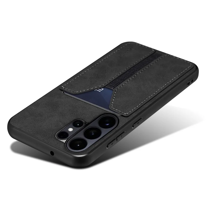 DENIOR Custodia per Samsung Galaxy S26 Ultra Supporto per Carte Elastico in Pelle PU + TPU + Cover per Telefono PC - Nero