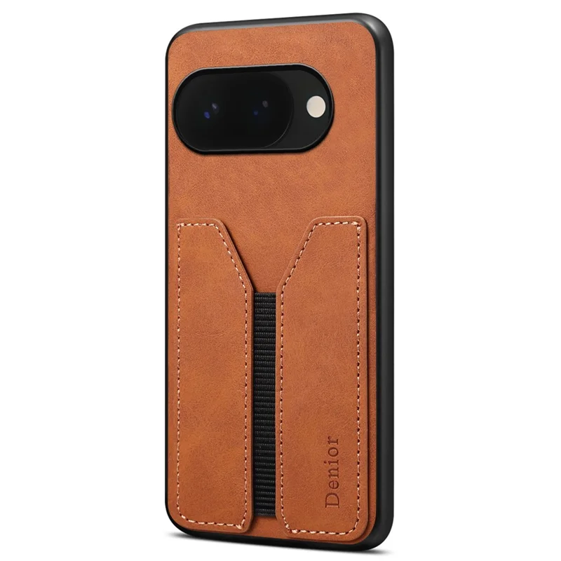 DENIOR لجهاز Google Pixel 10a غطاء هاتف بحامل بطاقات مرن من جلد PU + TPU + PC - بني