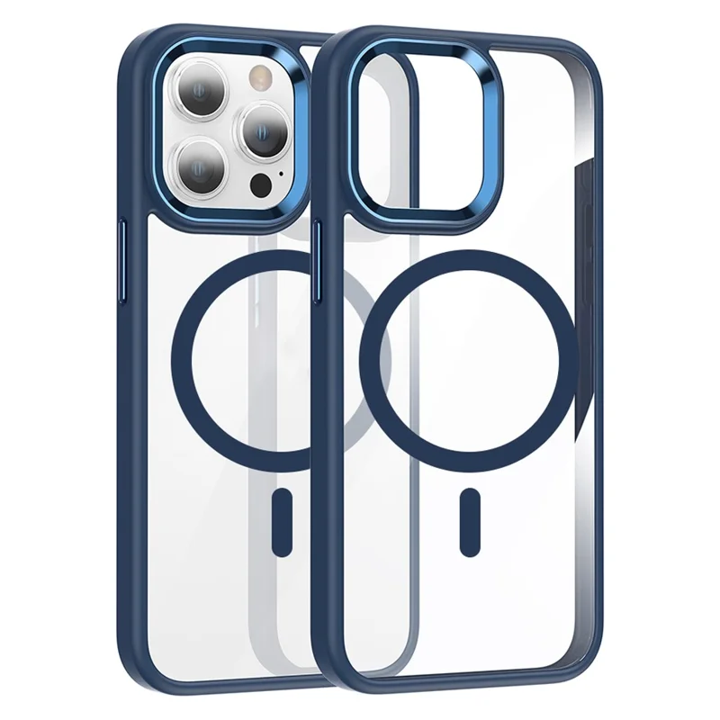For iPhone 14 Pro Max Magnetic Case TPU + PC Clear Protective Phone Cover Compatible with MagSafe - Sapphire