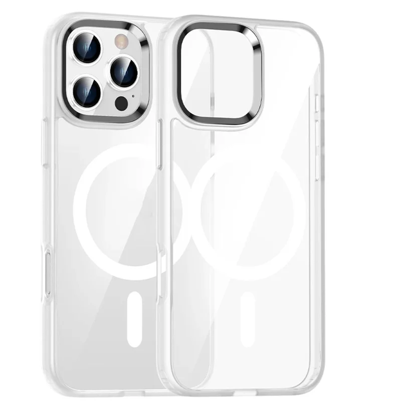Coque magnétique pour iPhone 16 Pro Max, housse de protection transparente en TPU + PC compatible avec MagSafe - Blanc