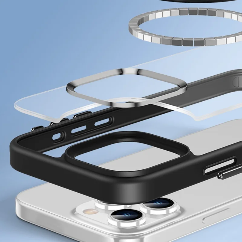 Coque magnétique pour iPhone 16 Pro Max, housse de protection transparente en TPU + PC compatible avec MagSafe - Blanc