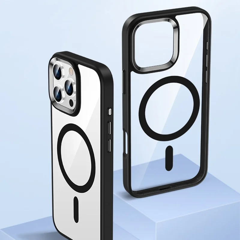 Coque magnétique pour iPhone 16 Pro Max, housse de protection transparente en TPU + PC compatible avec MagSafe - Blanc