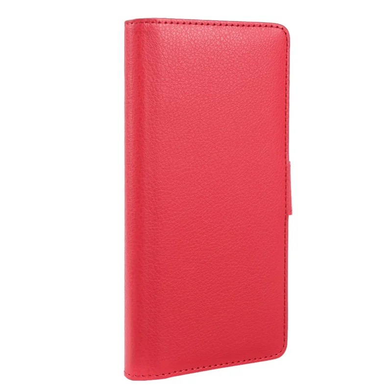 Étui portefeuille pour iPhone 17 Pro avec double fermoir magnétique, housse rabattable en cuir texturé type lychee - Rouge