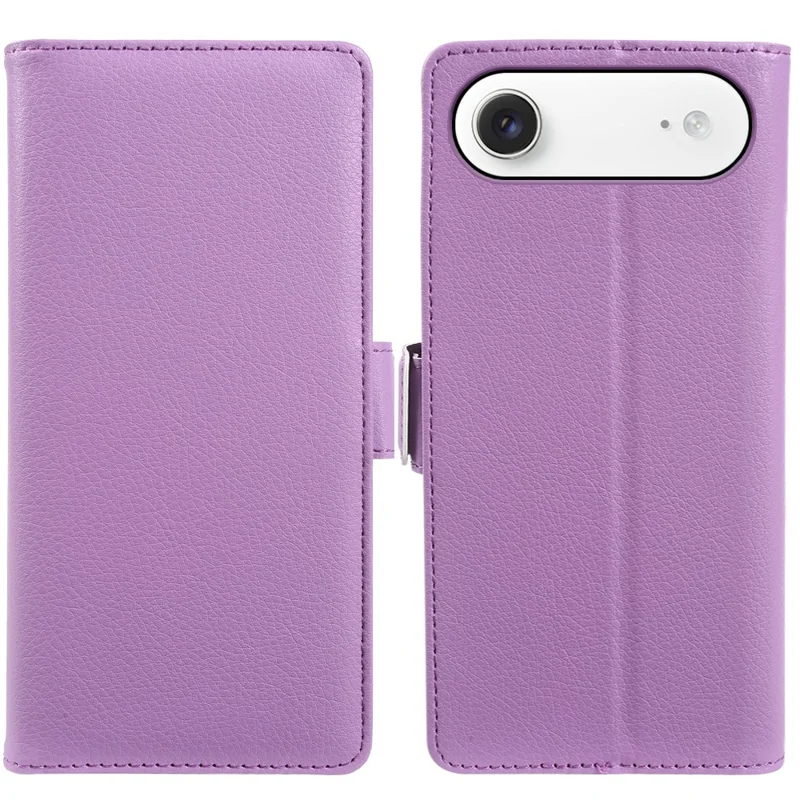 For iPhone Air Wallet Case with Dual Magnetic Clasp Litchi Textured Leather Flip Stand Phone Cover - Purple