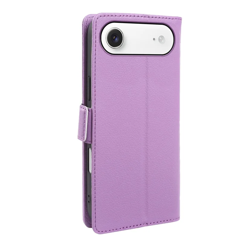 For iPhone Air Wallet Case with Dual Magnetic Clasp Litchi Textured Leather Flip Stand Phone Cover - Purple